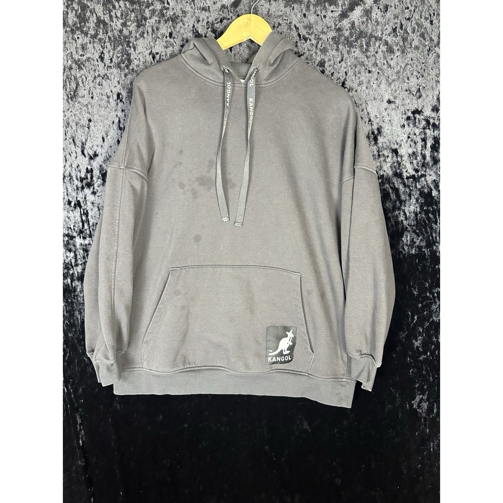 Kangol x H&M Hoodie Womens L‎ Black Spellout Graphic Logo Pullover Pocket